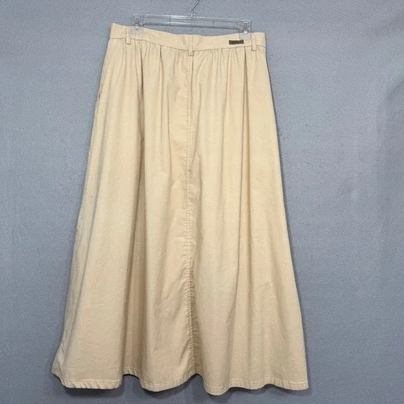 VTG Calvin Klein Women Pleated Corduroy Midi Skirt Size 14 Americana Y2K Preppy - Picture 2 of 7